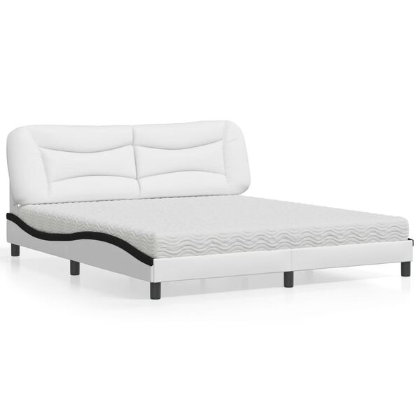 vidaXL Lit avec matelas Hvar blanc et noir 180x200 cm similicuir