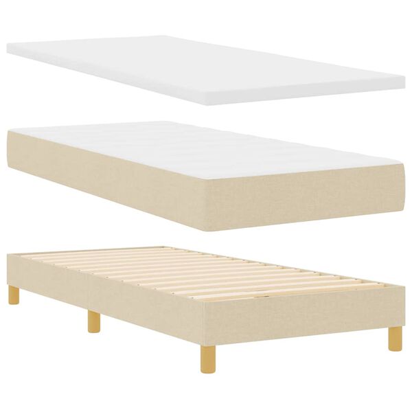 vidaXL Lit &agrave; ressorts avec matelas Cr&egrave;me 200 x 100 cm Polyester