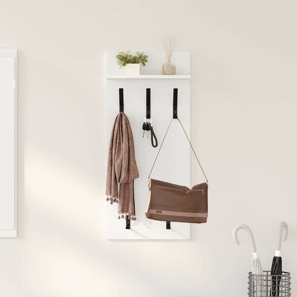 vidaXL Porte-manteau mural Blanc 40 x 10 x 90 cm Bois d'ing&eacute;nierie