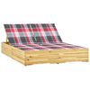 vidaXL Chaise longue double avec coussins Bois de pin impr&eacute;gn&eacute;