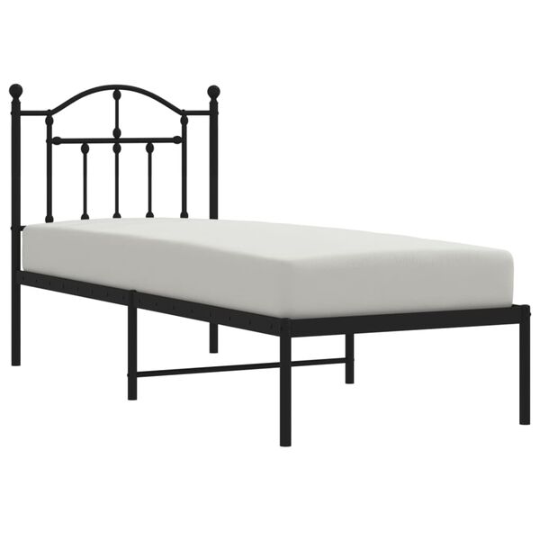vidaXL Cadre de lit m&eacute;tal sans matelas avec t&ecirc;te de lit noir 75x190 cm