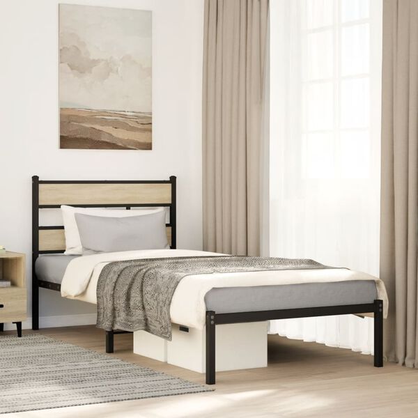vidaXL Cadre de lit en métal sans matelas chêne sonoma 100x200 cm