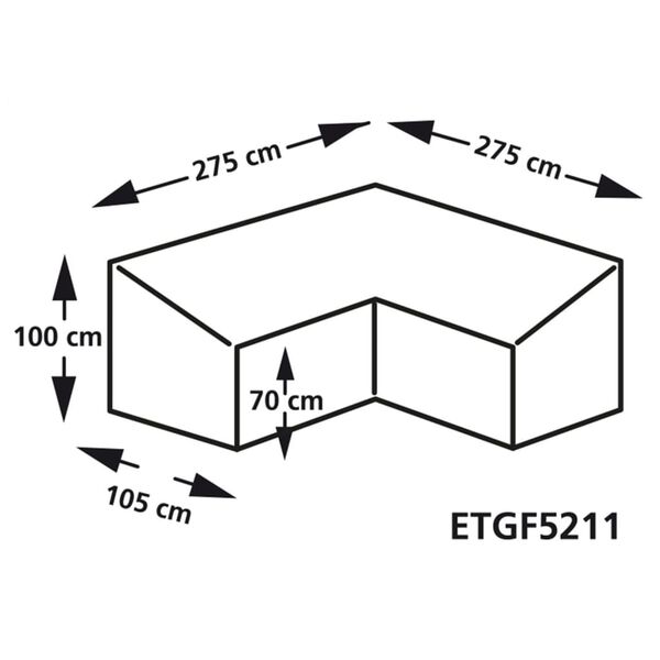 Eurotrail Housse de meubles en L 275x275x100/70 cm Gris