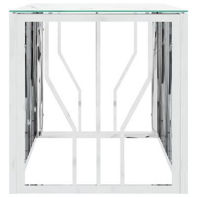 vidaXL Table basse argenté 110x45x45 cm acier inoxydable et verre