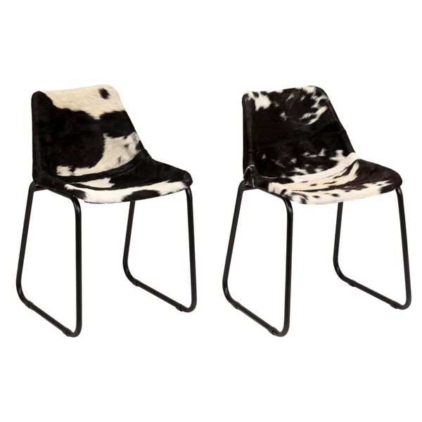 vidaXL Chaises &agrave; manger lot de 2 cuir v&eacute;ritable de ch&egrave;vre