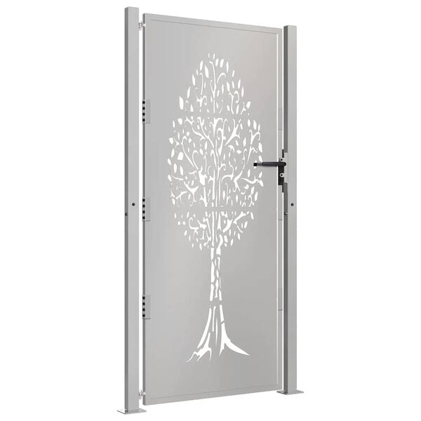 vidaXL Portail de jardin 100x200 cm en acier Corten motif arbre