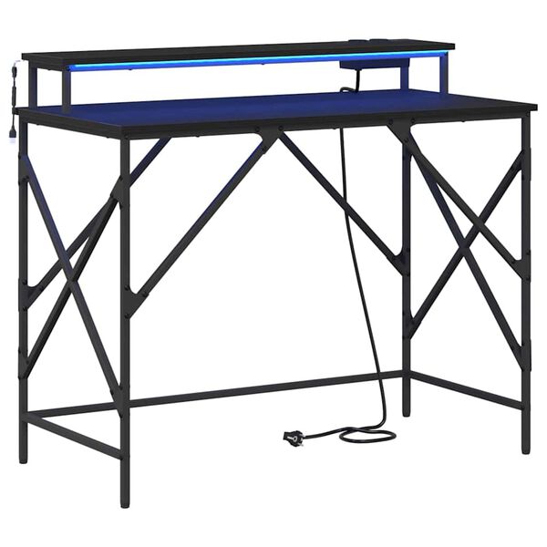 vidaXL Bureau Ch&ecirc;ne noir 100 x 50 x 86,5 cm Bois d'ing&eacute;nierie