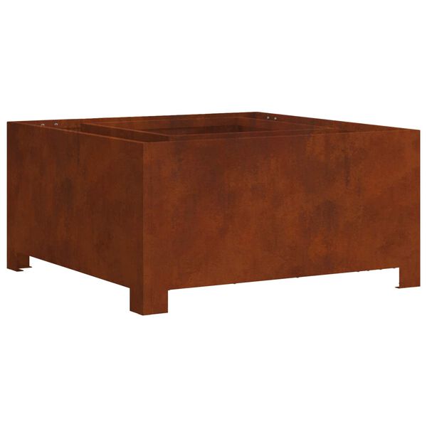 vidaXL Foyer de chemin&eacute;e Marron 80 x 80 x 40 cm Acier patin&eacute;