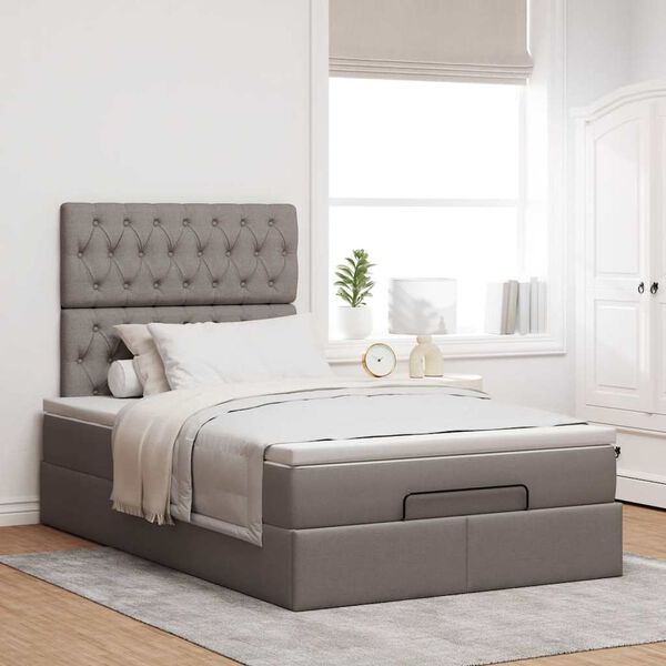 VidaXL Cadre de lit ottoman avec matelas taupe 120x190 cm tissu