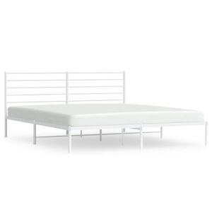 vidaXL Cadre de lit m&eacute;tal sans matelas et t&ecirc;te de lit blanc 193x203 cm
