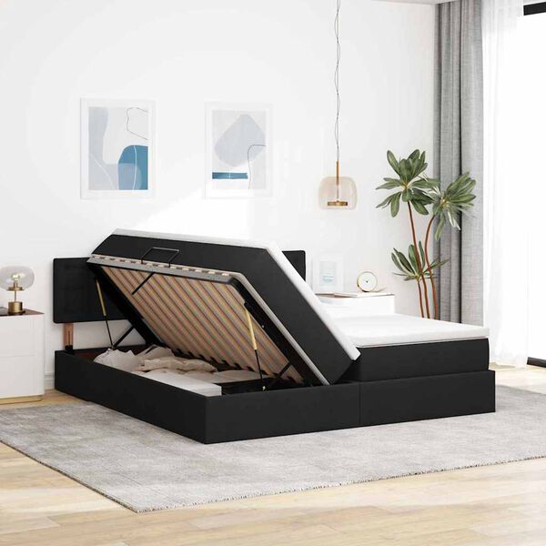vidaXL Lit de Rangement Noir 200 x 200 cm Cuir synth&eacute;tique