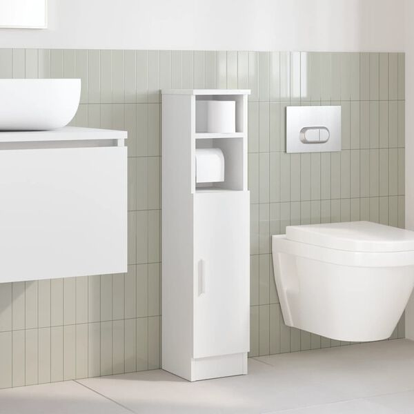 vidaXL Meuble de salle de bain avec porte-rouleau blanc 20,5x22x90 cm