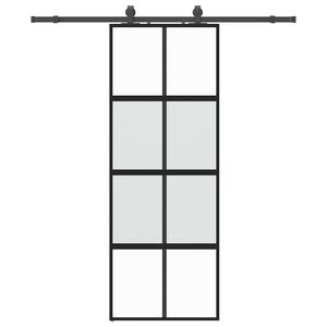 vidaXL Porte coulissante kit quincaillerie noir 76x205 cm verre tremp&eacute;