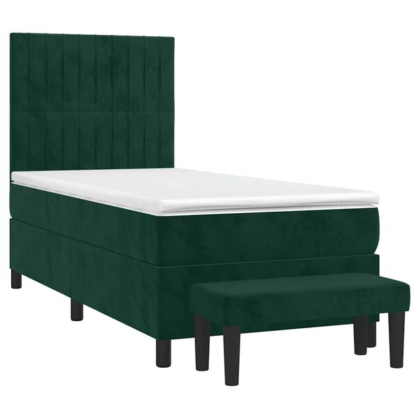 vidaXL Sommier &agrave; lattes de lit avec matelas Vert fonc&eacute; 100x200 cm