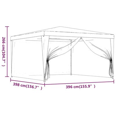 vidaXL Tente de fête avec 4 parois latérales en maille Vert 4x4 m PEHD