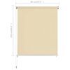vidaXL Store roulant d'ext&eacute;rieur Cr&egrave;me 80x230 cm PEHD