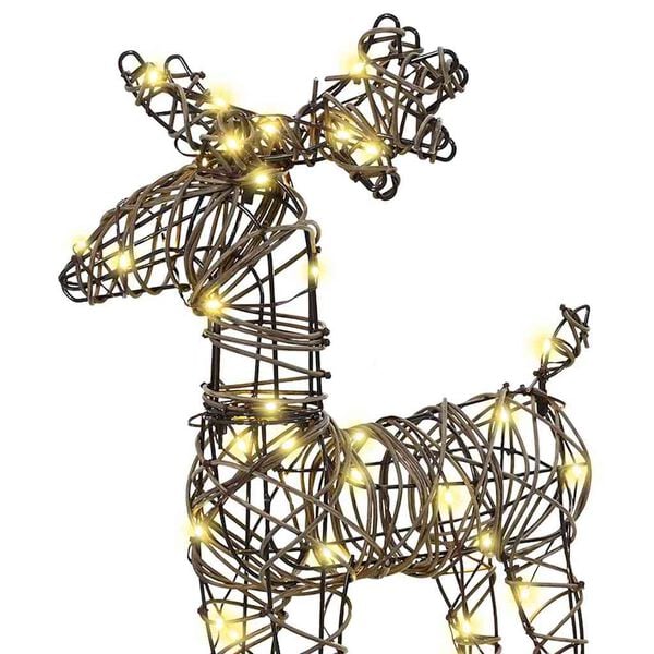 vidaXL Traîneau tiré par un renne avec 160 LED Blanc chaud Rotin