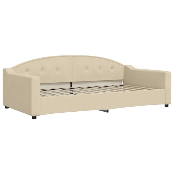 vidaXL Lit de jour avec matelas cr&egrave;me 100x200 cm tissu