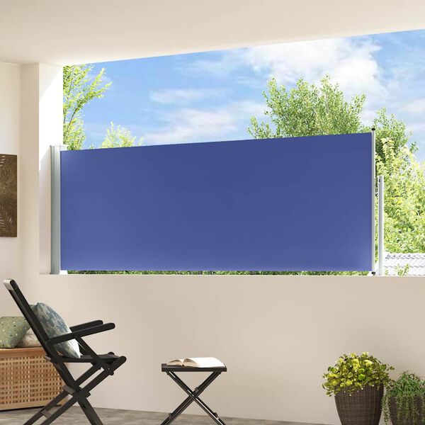 vidaXL Auvent lat&eacute;ral r&eacute;tractable de patio 100x300 cm Bleu