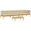 vidaXL Salon palette de jardin avec coussins 4pcs bois d'acacia massif
