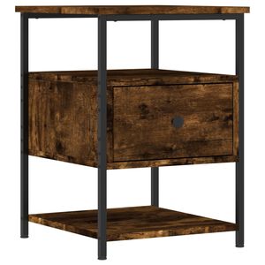 vidaXL Table de chevet ch&ecirc;ne fum&eacute; 40x42x56 cm bois d'ing&eacute;nierie