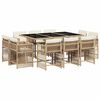 vidaXL Ensemble &agrave; manger de jardin et coussins 11 pcs beige poly rotin