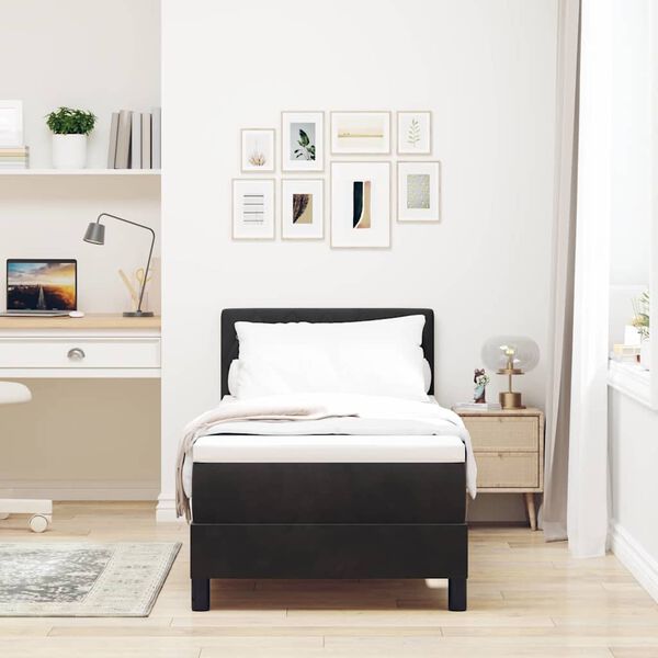 vidaXL Lit &agrave; ressorts avec matelas Noir 80 x 200 cm Velours