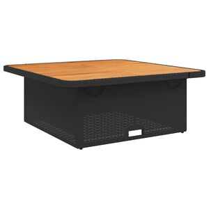 vidaXL Table de jardin noir 110x110x71cm r&eacute;sine tress&eacute;e et bois acacia