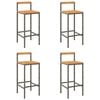 vidaXL Tabourets de bar lot de 4 gris r&eacute;sine tress&eacute;e et bois d'acacia