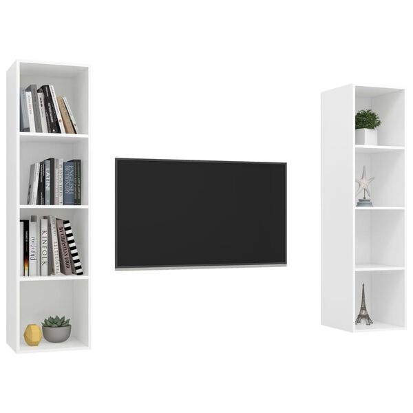 vidaXL Meubles TV muraux 2 pcs Blanc Bois d'ing&eacute;nierie