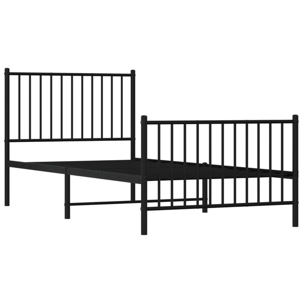 vidaXL Cadre de lit m&eacute;tal sans matelas avec pied de lit noir 90x200 cm