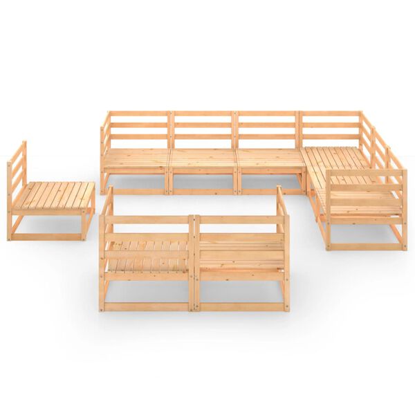 vidaXL Salon de jardin 9 pcs bois de pin massif
