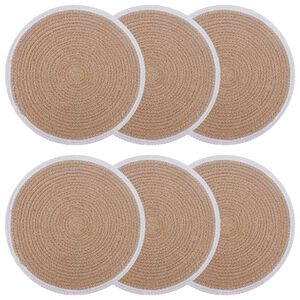vidaXL Placemets en jute 6 pc Naturel et Blanc 100 % jute Tossa