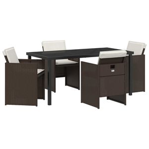 vidaXL Ensemble de salle &agrave; manger pour jardin 5 pcs Marron polyrotin