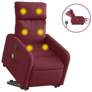 vidaXL Fauteuil inclinable de massage &eacute;lectrique Rouge bordeaux Tissu