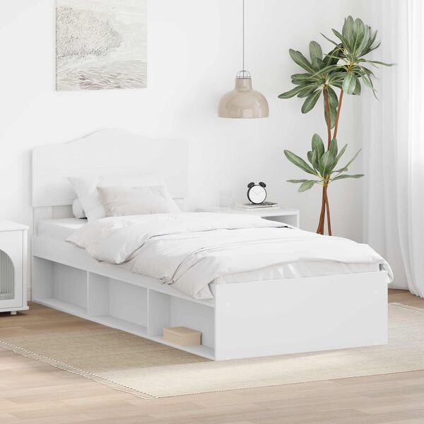 vidaXL Cadre de lit Blanc 90 x 200 cm Bois de pin massif