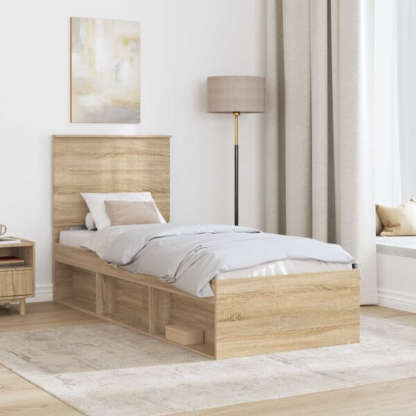 vidaXL Cadre de lit Ch&ecirc;ne Sonoma 75 x 190 cm Bois de pin massif