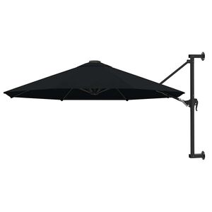 vidaXL Parasol mural avec m&acirc;t en m&eacute;tal 300 cm Noir