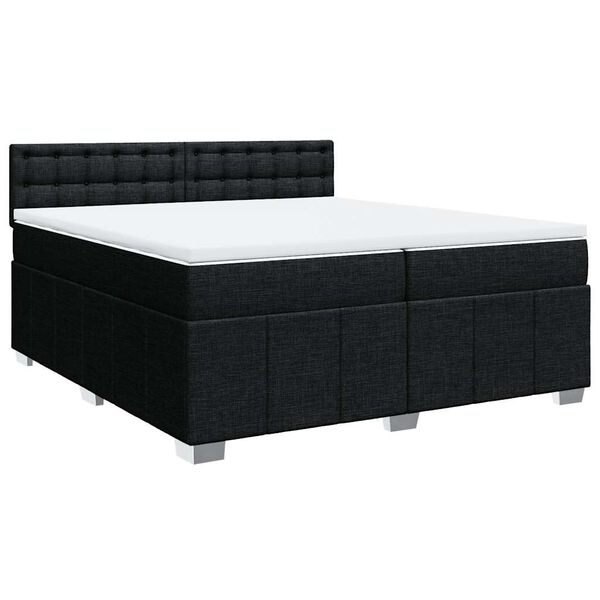 vidaXL Sommier &agrave; lattes de lit avec matelas Noir 200x200 cm Tissu