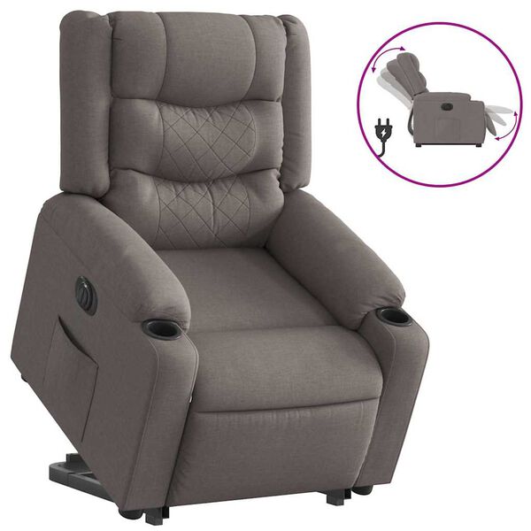 vidaXL Fauteuil inclinable &eacute;lectrique taupe tissu