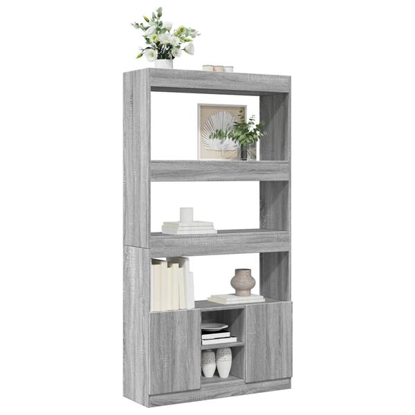 vidaXL Buffet haut sonoma gris 92x33x180 cm bois d'ingénierie