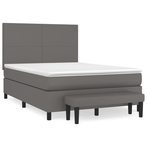 vidaXL Sommier &agrave; lattes de lit avec matelas Gris 140x190 cm Similicuir