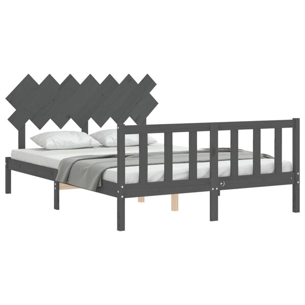 vidaXL Cadre de lit sans matelas gris bois de pin massif