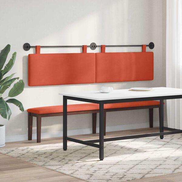 vidaXL T&ecirc;te de lit suspendue Uni Rouge orange 210 x 55 x 5 cm