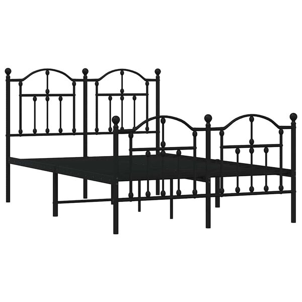 vidaXL Cadre de lit m&eacute;tal sans matelas avec pied de lit noir 120x200cm