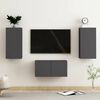 vidaXL Ensemble de meubles TV 3 pcs Gris Bois d&rsquo;ing&eacute;nierie