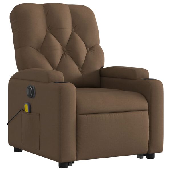 vidaXL Fauteuil inclinable de massage &eacute;lectrique Marron Tissu