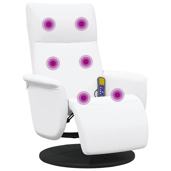 vidaXL Fauteuil inclinable de massage repose-pieds blanc similicuir