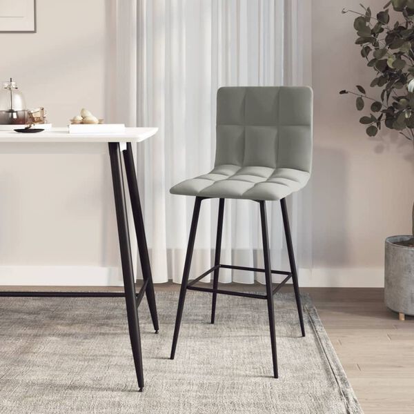 vidaXL Tabouret de bar Gris clair Velours