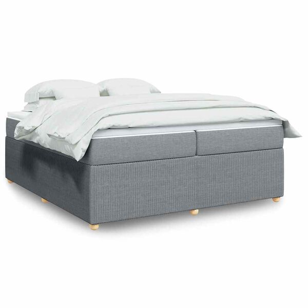 vidaXL Sommier &agrave; lattes de lit avec matelas Gris clair 200x200cm Tissu